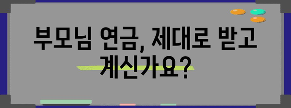 국민연금 수령 극대화 | 부모님 연금 체크
