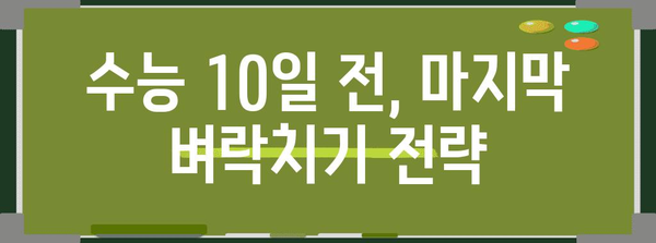 수능 D-Day까지 딱! 10일 남았다! | 수능 마지막 꿀팁, 시간표, 마음가짐, 컨디션 관리, 수능 전날 준비 완벽 가이드