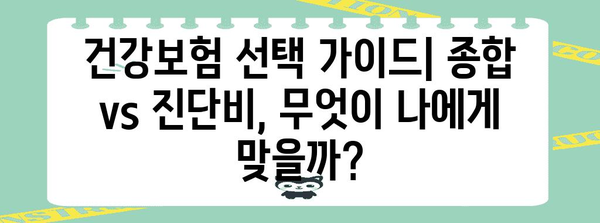 꼭 알아야 할 보험 비교 | 건강 종합보험 vs 진단비 보험