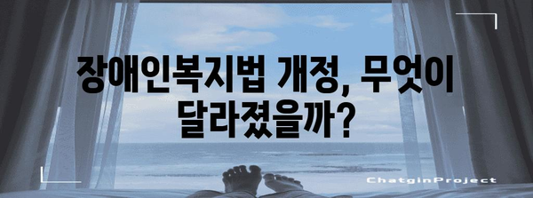 장애인복지법 개정 주요 내용 및 시행 핵심 정책 | 장애인 지원, 권리 보장, 사회 통합, 법률 개정, 정책 변화
