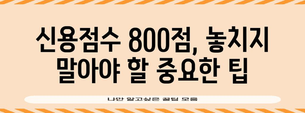 신용점수 800점 달성하기 위한 비결