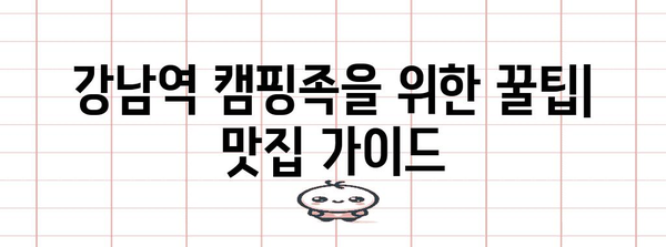 강남역 주변 캠핑을 위한 맛있는 동반자
