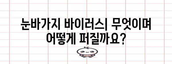 눈바가지 바이러스 | 전염 경로와 대처 수칙 전부 알려드립니다.