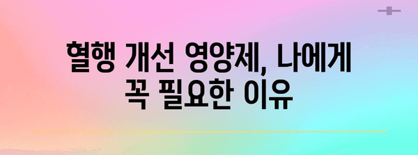 내 몸에 활력을 불어넣는 혈행 개선 영양제 효과