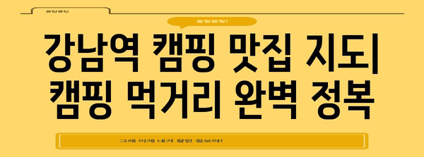 강남역 주변 캠핑을 위한 맛있는 동반자