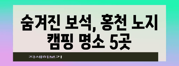 무료 캠핑의 천국 | 홍천 노지 캠핑장 5선