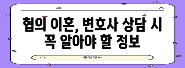 협의 이혼 변호사 상담 준비 가이드 | 효율적인 진행법