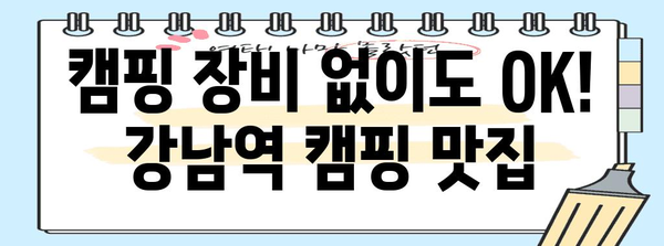 강남역 주변 캠핑을 위한 맛있는 동반자