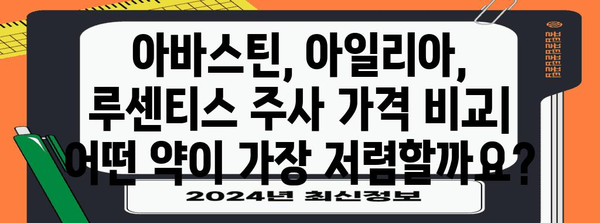 약값 절약 필독법 | 아바스틴·아일리아·루센티스 주사 가격 비교