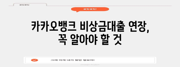 카카오뱅크 비상금대출 연장 꼭 알아야 할 것