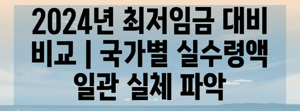 2024년 최저임금 대비 비교 | 국가별 실수령액 일관 실체 파악