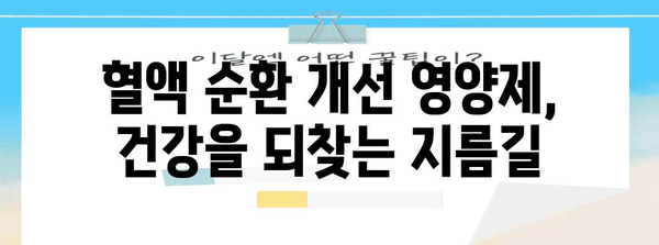 혈액 순환 개선 영양제 추천 | 건강 문제 해결