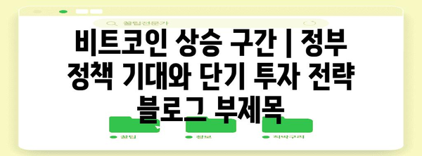 비트코인 상승 구간 | 정부 정책 기대와 단기 투자 전략