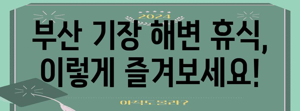 부산 기장의 해변 휴식 가이드 | 절경, 숙박, 활동 소개