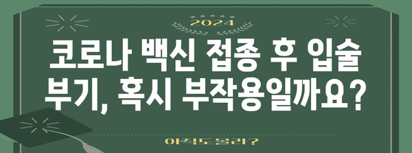 코로나 백신 부작용 가능성 | 입술 부기를 확인하세요!