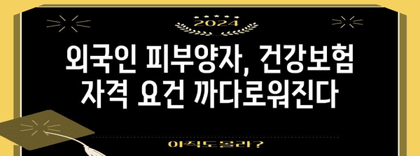 피부양자 외국인 건강보험 강화 대책