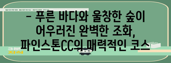 파인스톤CC 골프 여행 후기 | 서해안의 매력적인 코스