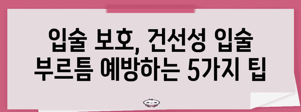 건선성 입술 부르틈 관리 가이드 | 증상 완화와 예방