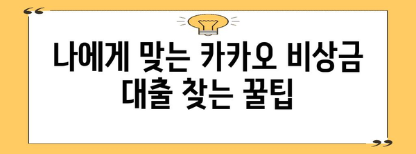 카카오 비상금 대출 한도 확대 전략 | 맞춤형 대출 찾기