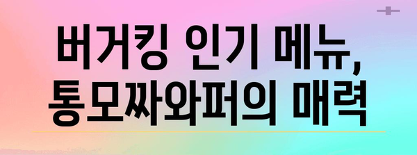 - 버거킹 통모짜와퍼 단세트 추천 | 인기 메뉴 총망라