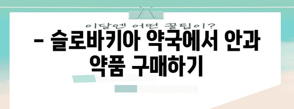 슬로바키아 안과 치료 가이드 | 병원, 약국, 약품, 가격 정보