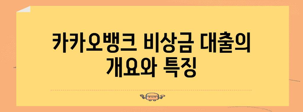 카카오뱅크 비상금 대출 자세히 살펴보기