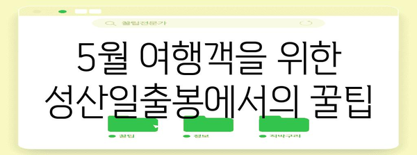성산일출봉 5월 여행 완벽 가이드 | 숨겨진 명소와 꿀팁 대공개